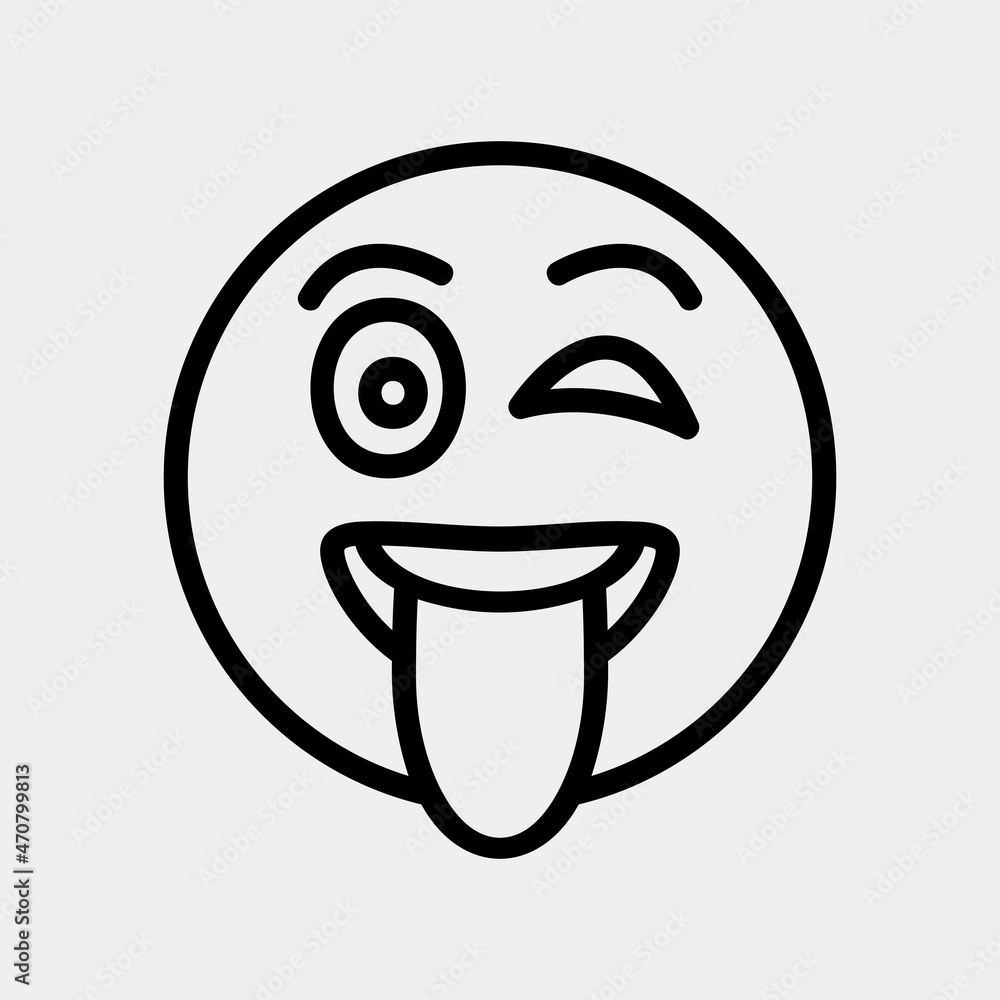 Wink emoji icon vector illustration in line style, use for website mobile app presentation Wink emoji icon vector illustration in line style, use for website mobile app presentation