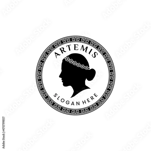 Ancient Medal Coin Design With Famous Greek Female Figure Logo Design inspiration