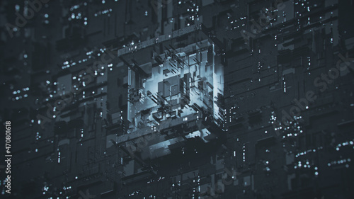 Futuristic gray micro chip ...