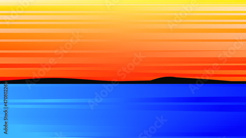 Beautiful sunset in summer illustration vector