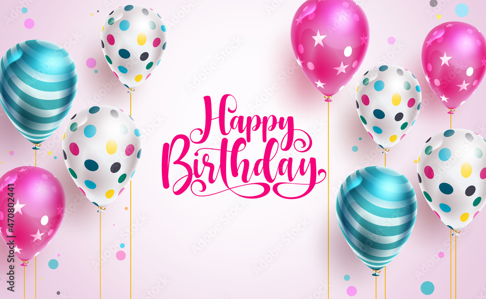 Celebration Birthday Balloons In Neon Style And Text Space Stock  Illustration - Download Image Now - iStock