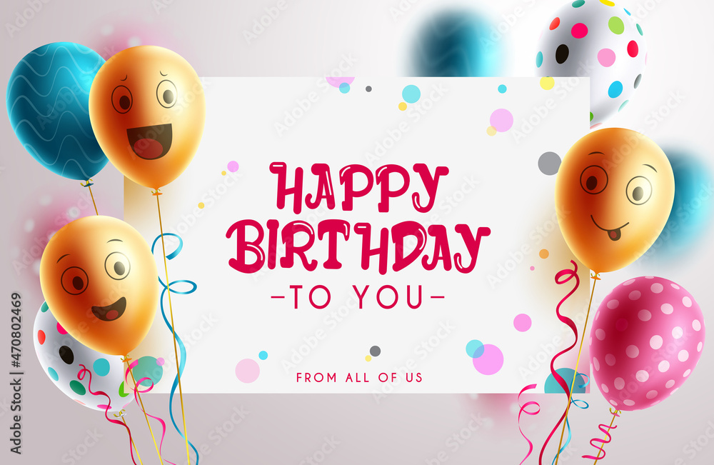 Birthday Balloons Vector Background Design Happy Birthday To You Text With  Balloon And Confetti Decoration Element For Birth Day Celebration Greeting  Card Design Stock Illustration - Download Image Now - iStock
