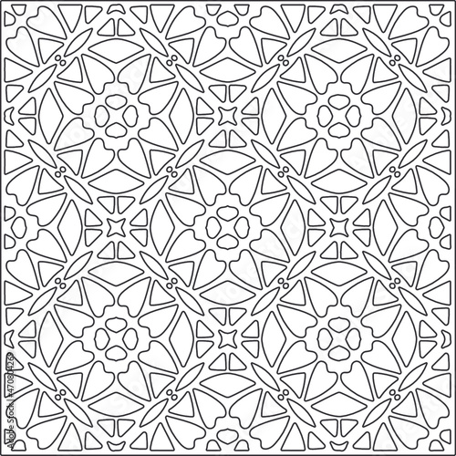 floral pattern background.Repeating geometric pattern from striped elements.  Black pattern. 