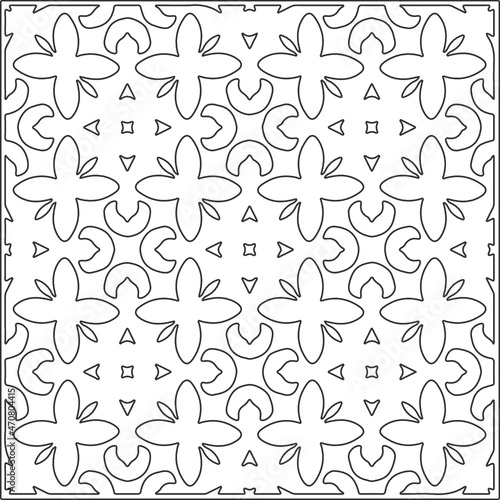 floral pattern background.Repeating geometric pattern from striped elements.  Black pattern.  © t2k4