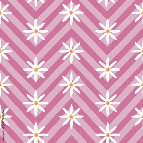 Abstract Pastel Zigzag Background Minimal Flowers Seamless Pattern Trendy Fashion Colors Basic Concept Design
