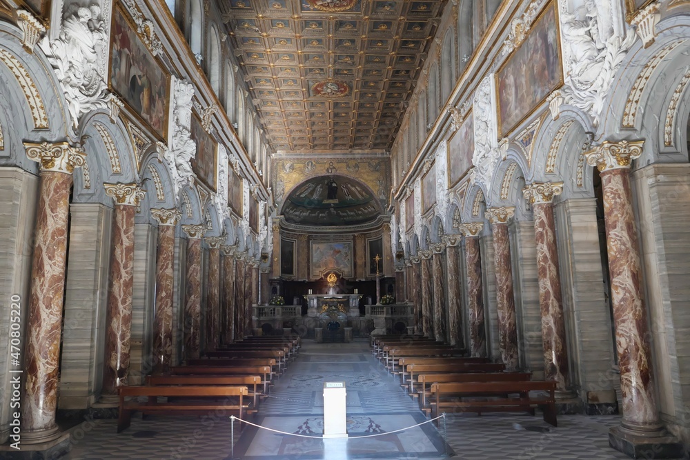 ROME NOVEMBER 15 2021  THE CENTRAL NAVE OF THE CHURCH OF SAN MARCO EVANGELISTA AL CAMPIDOGLII