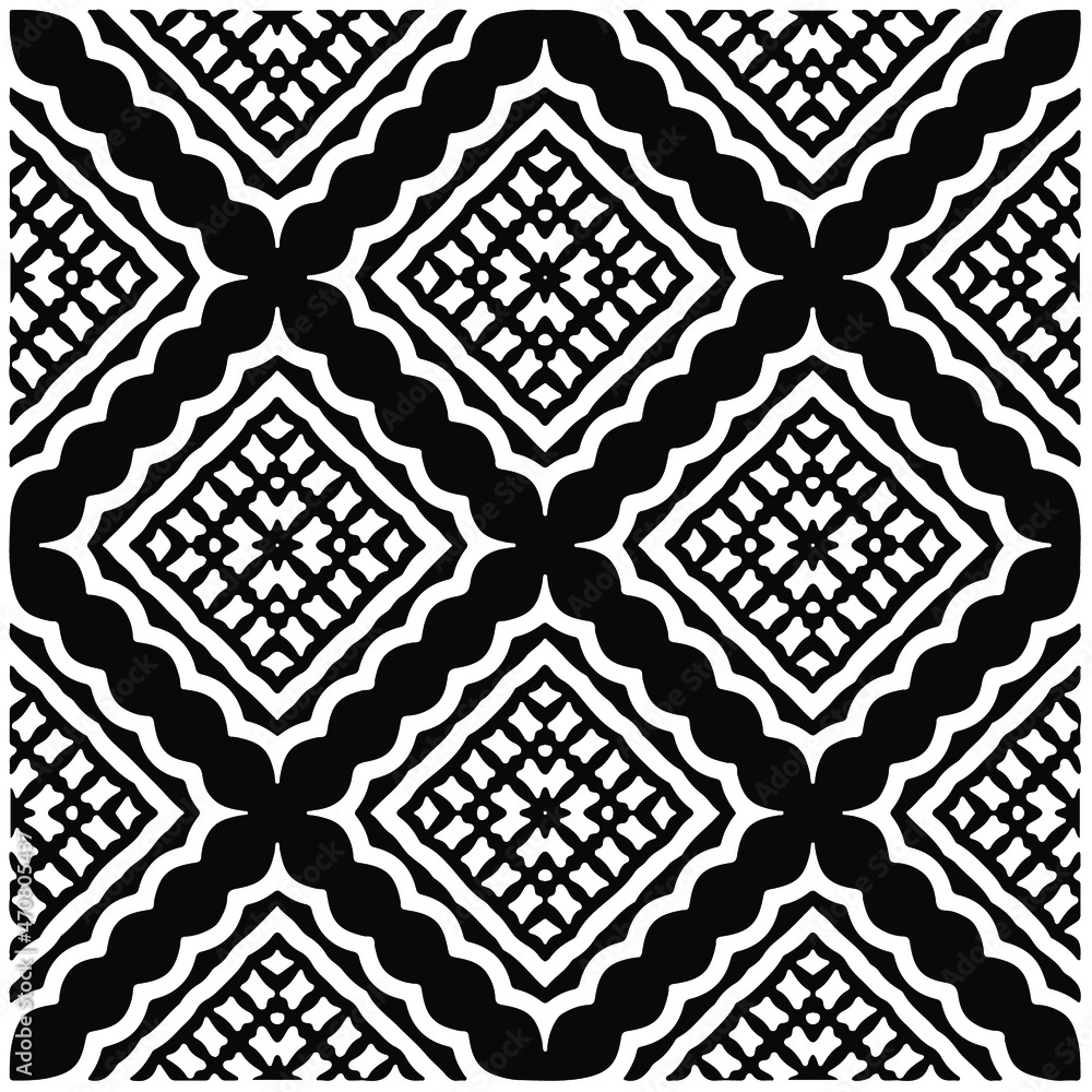 Seamless vector pattern in geometric ornamental style. Black  pattern.Design element for prints, backgrounds, template, web pages and textile pattern. Geometric art.