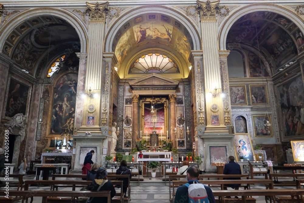 ROME NOVEMBER 15 2021 THE CHAPEL OF THE CRUCIFIX INSIDE THE CHURCH OF SAN MARCELLO AL CORSO