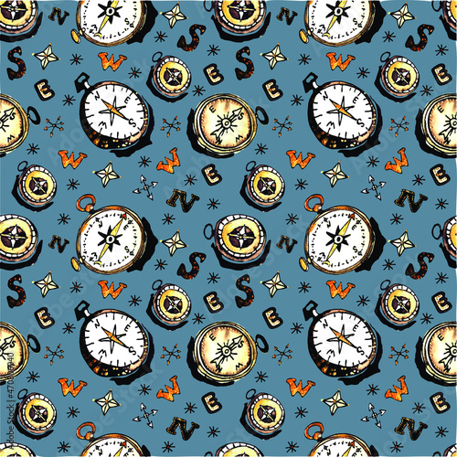 illustration compass direction north south east west