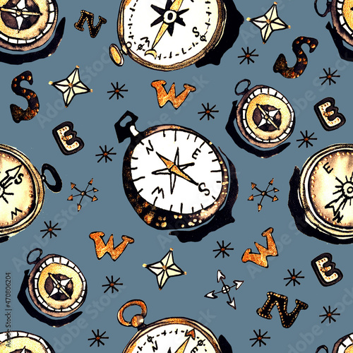 illustration compass direction north south east west