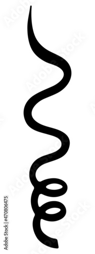 Serpentine. Silhouette. Vector illustration. Nice decoration for the holiday. The decorative ribbon is rolled up in a spiral. Outlines on an isolated white background. Idea for web design.