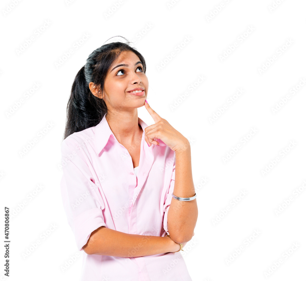 Confident Young Woman Standing and Contemplating Confident Young Woman Standing and Contemplating
