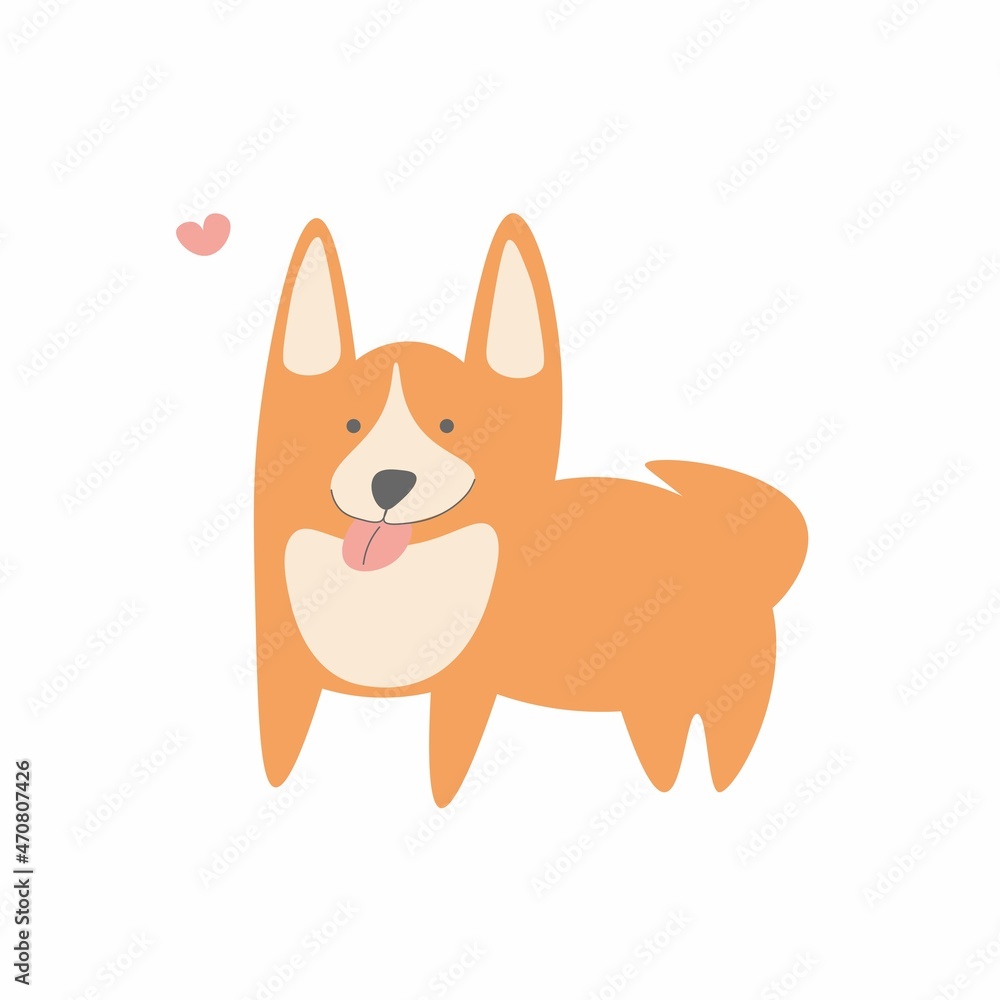Obraz premium Cute corgi. Cartoon vector illustration