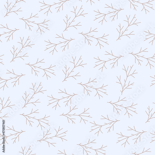 Seamless pattern of plants in boho or scandinavian style. Christmas items with winter elements and holiday wishes. Winter vector illustration on white background.