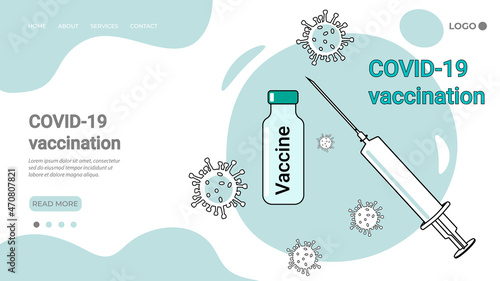 COVID-19 vaccination.A poster calling for vaccination against coronavirus.A call for safety and taking care of your health.Flat vector illustration.