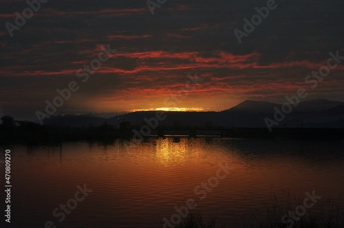 sunset over the lake