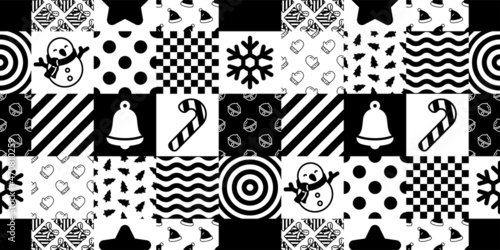 christmas seamless pattern gift candy cane santa claus checked vector cartoon gift wrapping paper repeat wallpaper tile background scarf isolated illustration doodle design