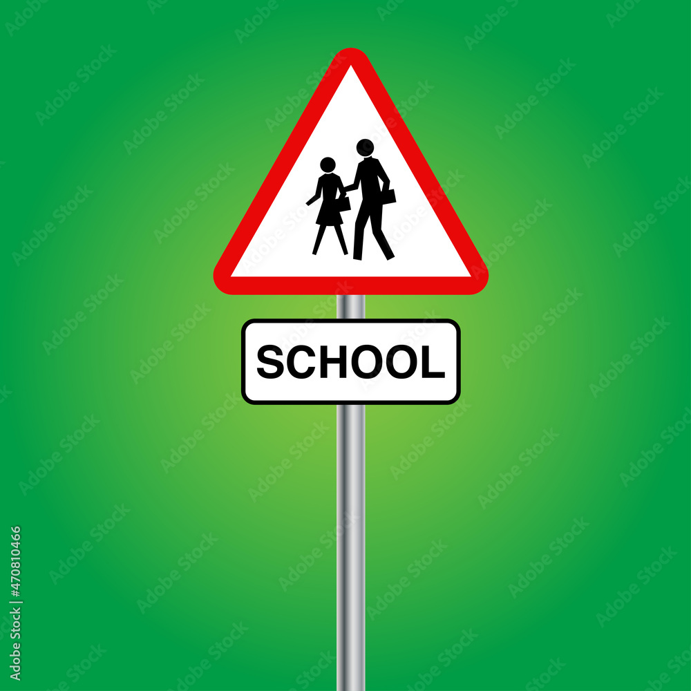 School sign board. Public or student pedestrian walk sign. Isolated vector illustration. School sign board. Public or student pedestrian walk sign. Isolated vector illustration.