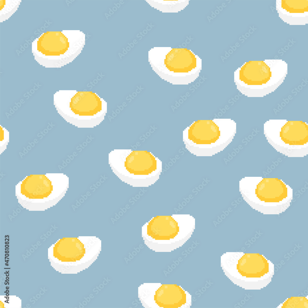 Boiled egg pixel art pattern seamless. Half an egg 8 bit background.  pixelated food vector texture Stock Vector | Adobe Stock