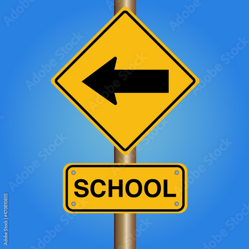 School sign board. Public or student pedestrian walk sign. Isolated vector illustration.