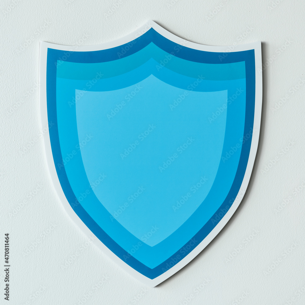 Blue protection shield icon isolated Blue protection shield icon isolated