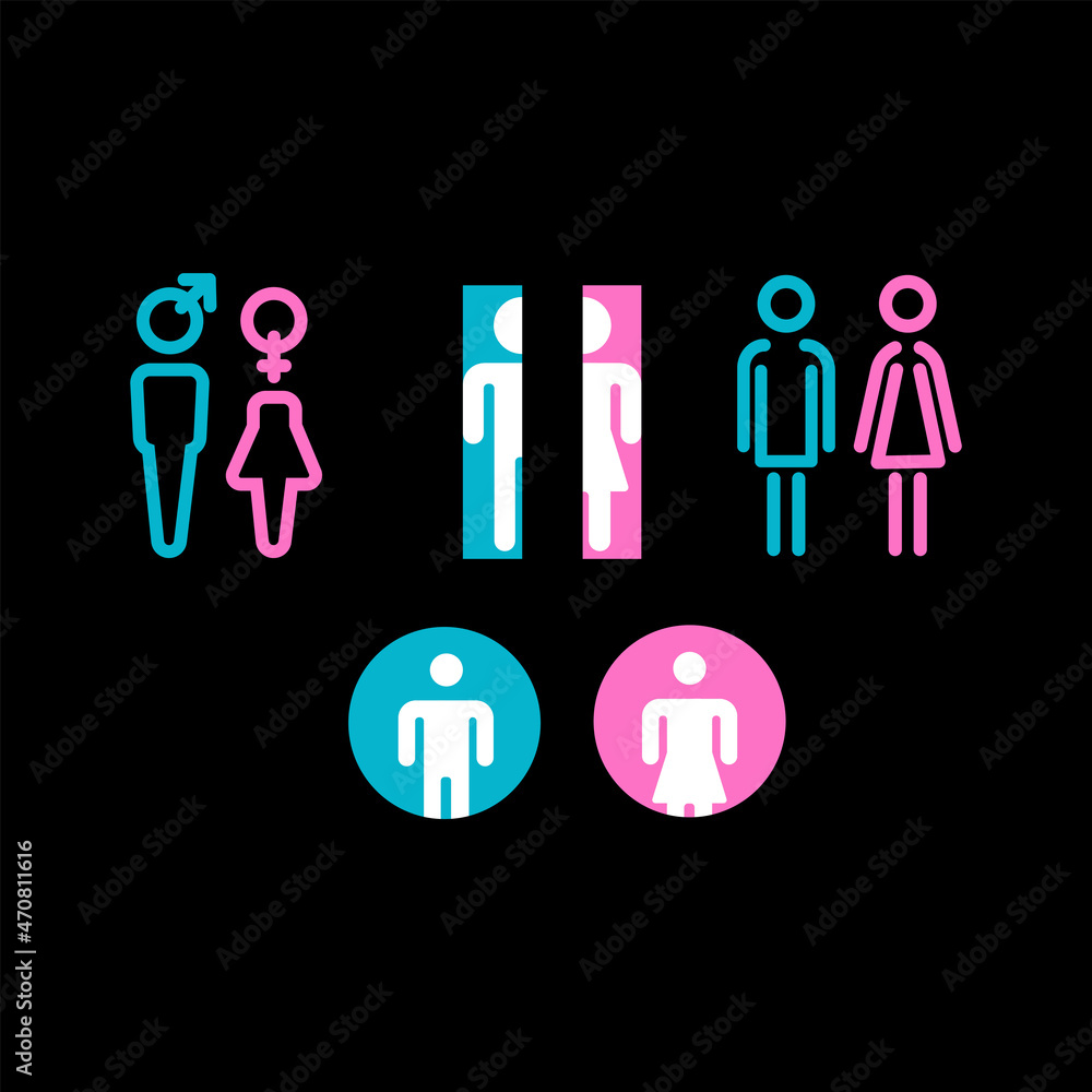 Collection of restroom or toilet symbol or label. Isolated vector icons. Collection of restroom or toilet symbol or label. Isolated vector icons.