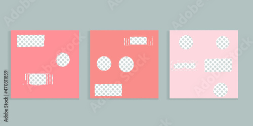 Social media square covers with grunge design  . Contemporary style . Post frame stories templates. Layout for promotion .Media banner .Vector