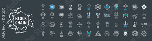 A set of vector Blockchain logos on a dark background