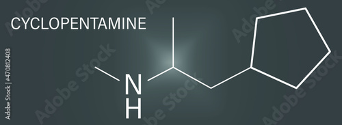 Cyclopentamine nasal decongestant drug molecule (largely discontinued). Skeletal formula.