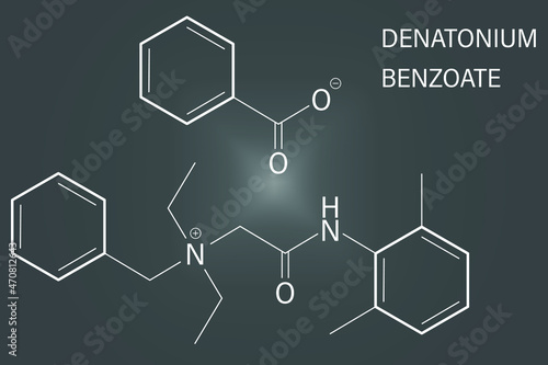 Photos Denatonium benzoate bittering agent. Skeletal formula.