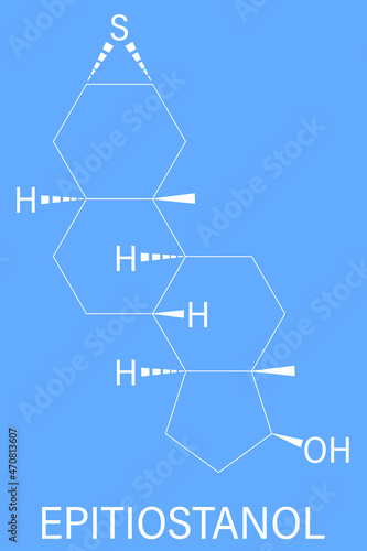 Epitiostanol (epithioandrostanol) cancer drug molecule. Skeletal formula. 