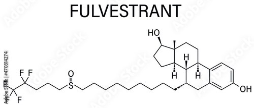 Fulvestrant cancer drug molecule (selective estrogen receptor degrader, SERD). Skeletal formula.