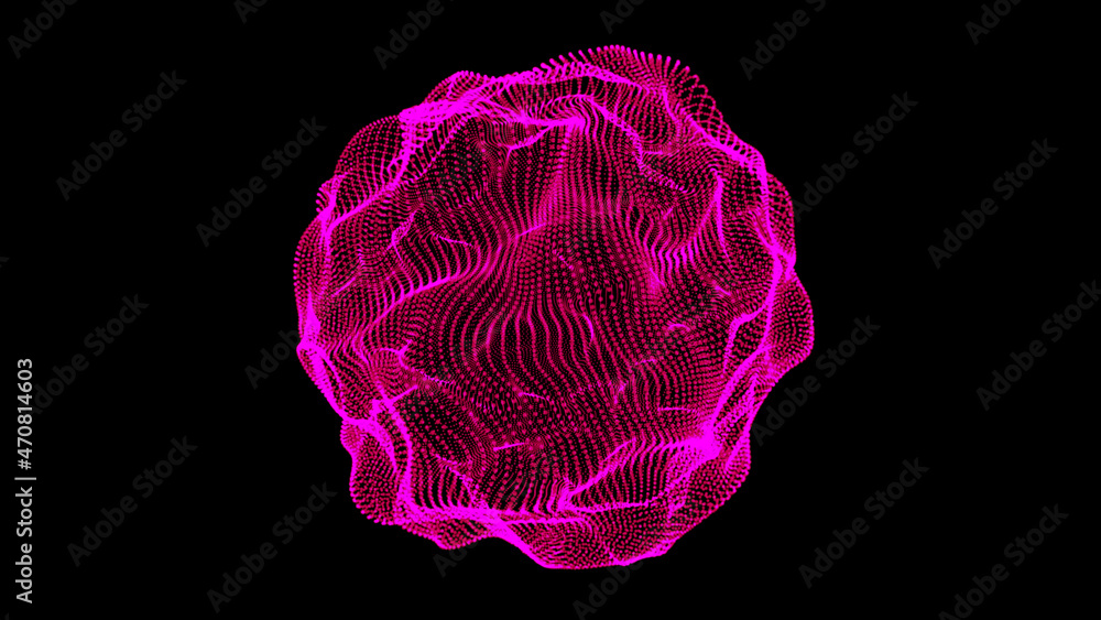 Fototapeta premium Abstract 3d sphere made of dots. Particles of a sphere. Futuristic technology style. particles in the shape of a ball.