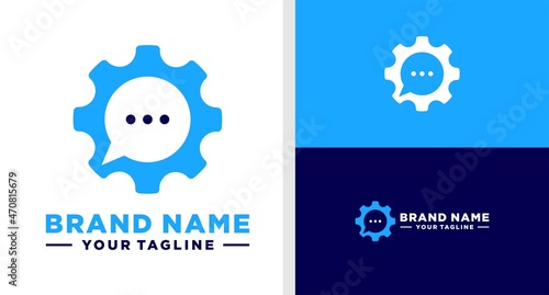 BUBBLE CHAT LOGO GEAR NEGATIVE SPACE REPAIT EDITABLE
