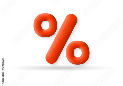 3d percent icon. Percentage sign or symbol. Sale, discount and promotion design element. Vector illustration.