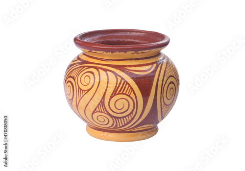 Earthenware jar of Ban Chiang Isolated on white background with clipping path..