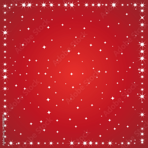 Red starry sky and stars border. Vector marketing background.