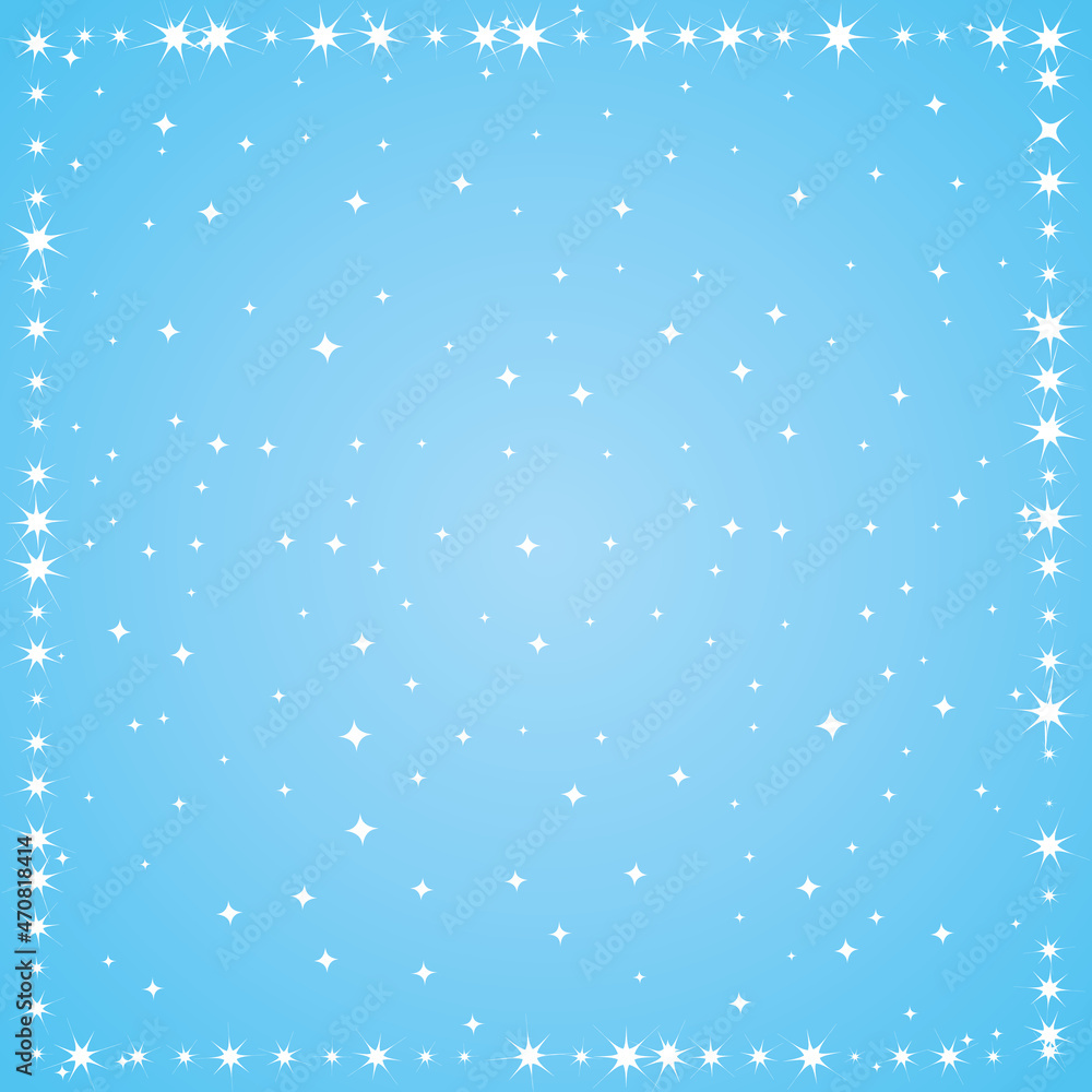 Light blue starry sky and stars border. Vector background. Light blue starry sky and stars border. Vector background.