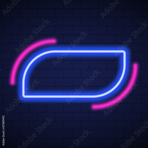 Night Club Neon Sign on Brick Wall Background. Blank 3d Retro Frame with Neon Led Border for Cafe, Party, Club, Casino. Neon Shiny Sign. Isolated Vector Illustration