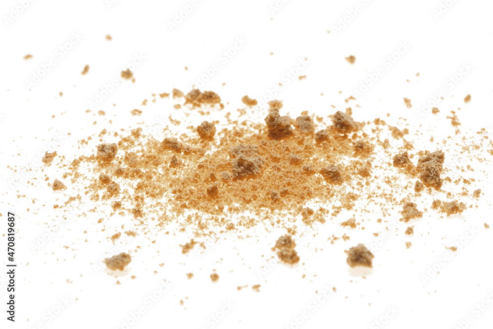 group of brown sugar on white background