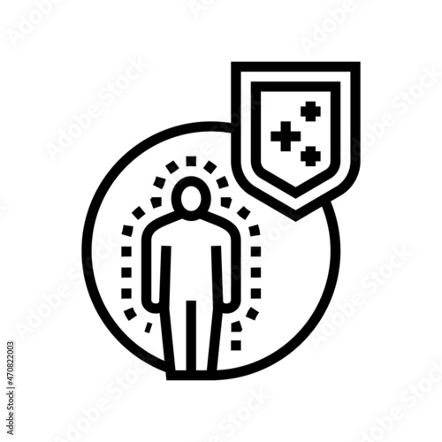 body immunity defense line icon vector. body immunity defense sign. isolated contour symbol black illustration
