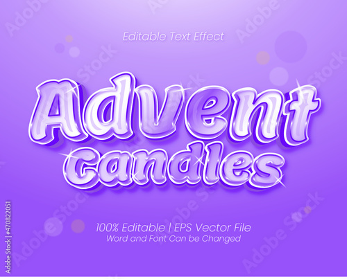 Editable text effect - Advent Candles modern 3d luxury style Vector