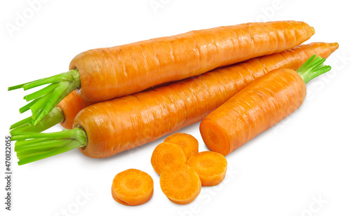 sliced carrot isolated on white background. clipping path
