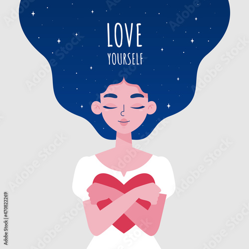 Woman hugs heart