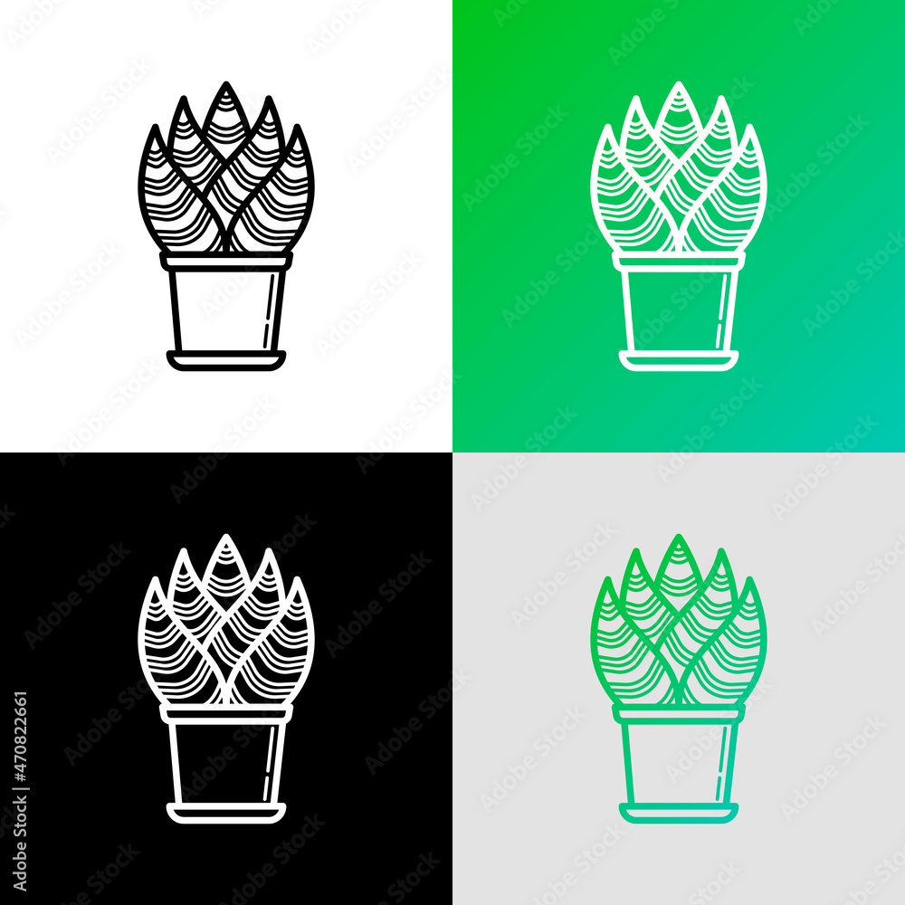 Succulent in pot. Thin line icon. Modern vector illustration of houseplant. Succulent in pot. Thin line icon. Modern vector illustration of houseplant.