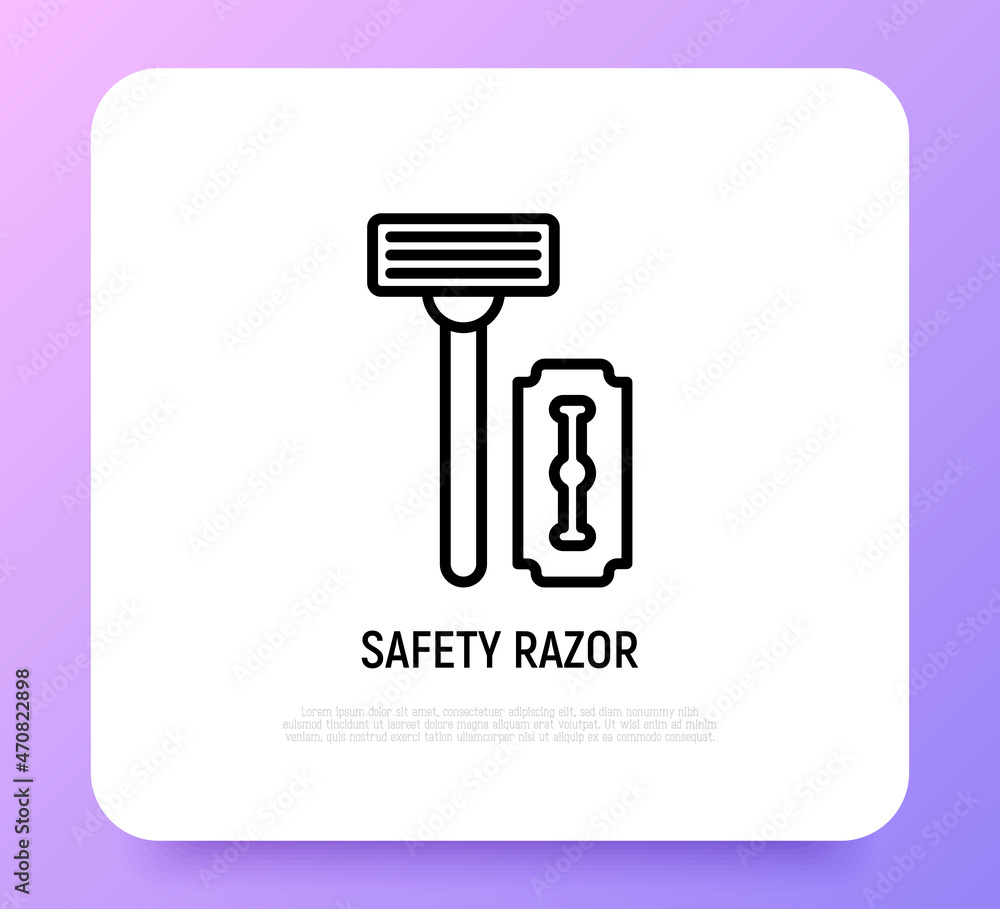 Metal razor with blade thin line icon. Modern vector illustration. Metal razor with blade thin line icon. Modern vector illustration.
