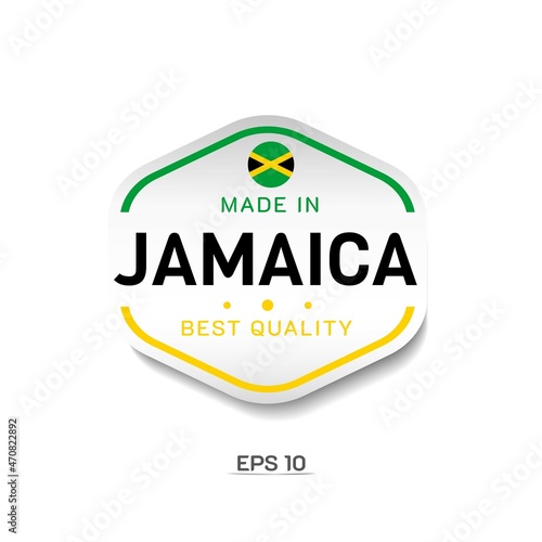 Made in Jamaica Label, Stamp, Badge, or Logo. With The National Flag of Jamaica. Simple, Premium, and Luxury Emblem