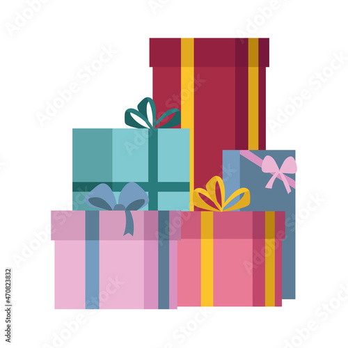 Gift boxes in flat style