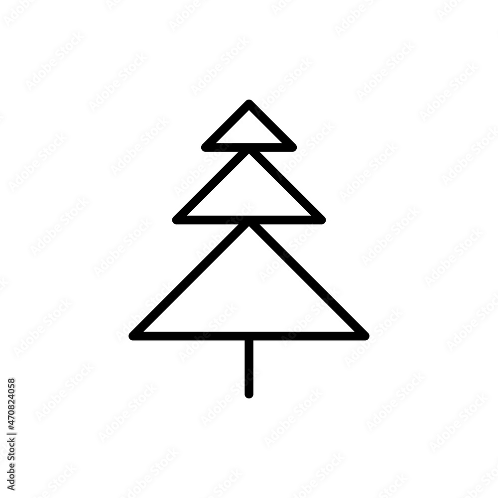 Christmas tree. Christmas and New Year decoration. Minimalistic simple thin line icon. Vector illustration for greeting card Christmas tree. Christmas and New Year decoration. Minimalistic simple thin line icon. Vector illustration for greeting card