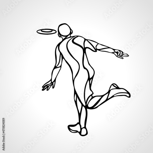 Athlete throwing frisbee. Playing frisbee. Vector illustration